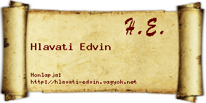 Hlavati Edvin névjegykártya
